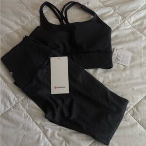 Lululemon Athletica Black Sports Bra and Leggings Set